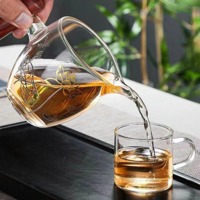 植物系 玻璃公道杯 带不锈钢滤网 350ml