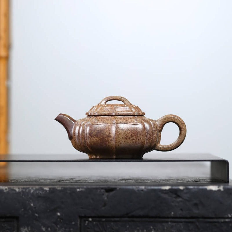 Full Handmade Yixing Zisha Teapot [Jinnang Ruyi Pot] (Di Cao Qing Firewood Fired - 180ml)
