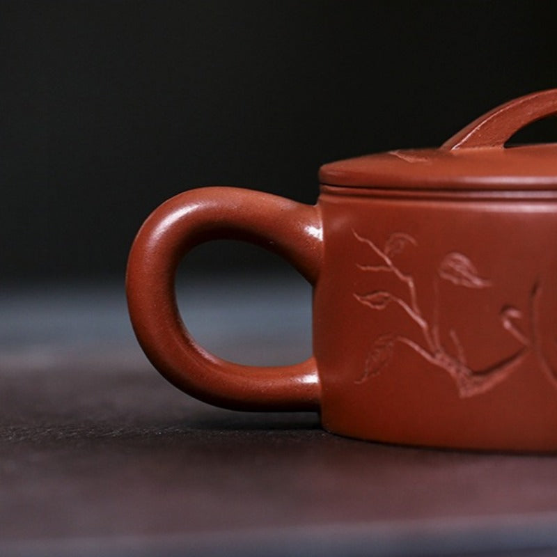 全手工宜兴紫砂茶壶 [知秋汉瓦] (红皮龙 - 210ml)