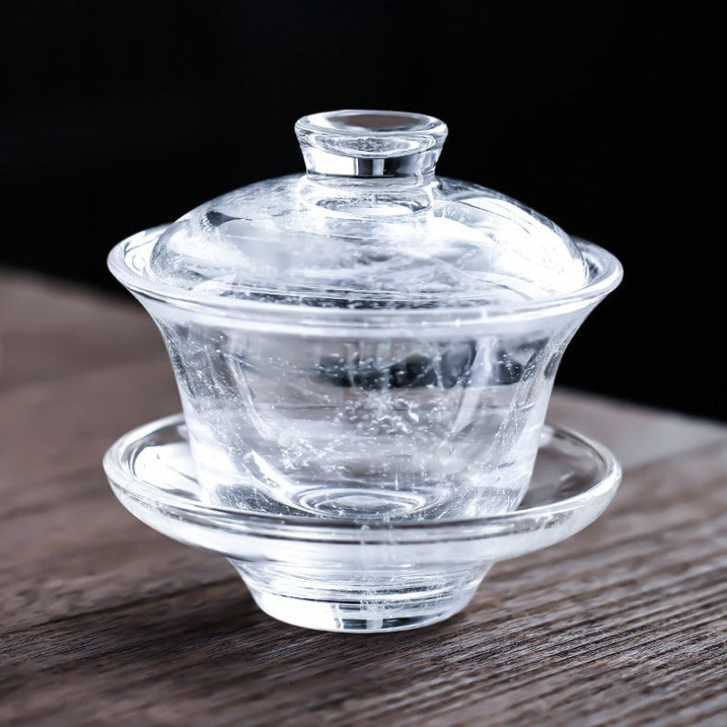 Snowflake Crystal Glass Tea Cup / Fair Cup / Gaiwan / Full Set