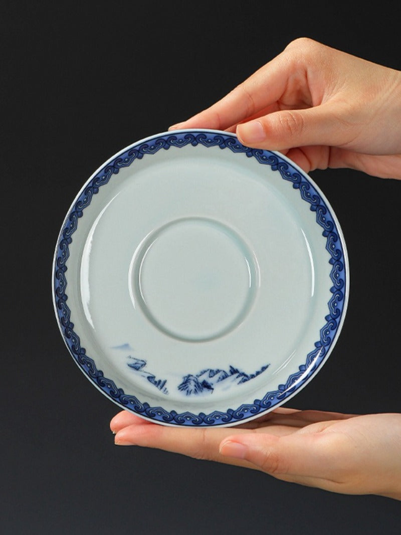 Ancient Celadon Style Ceramic [Qianli Jiangshan] Sancai Gaiwan Set 190ml