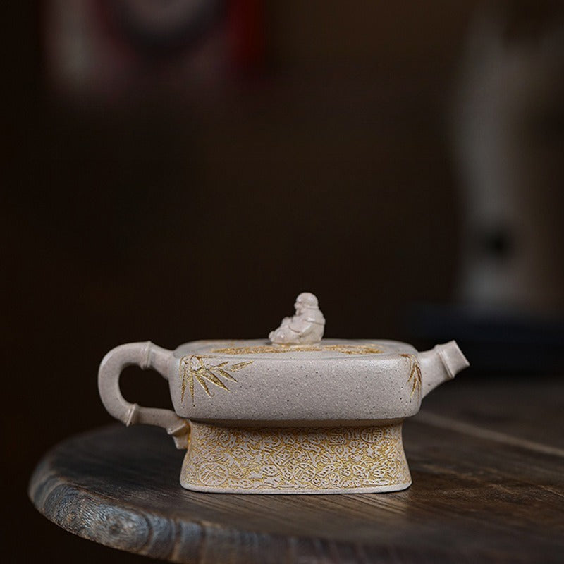 Théière Yixing Zisha entièrement faite à la main [Enjoy] (Bai Duan Ni - 280 ml)