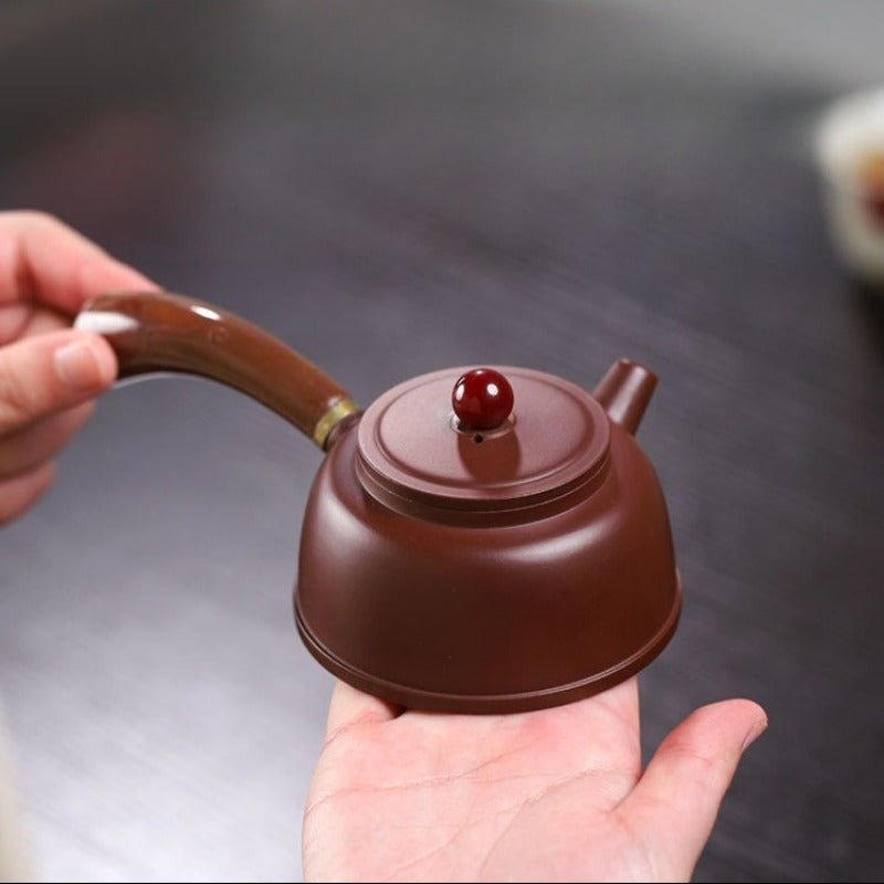 宜兴紫砂茶壶【唐羽钟韵】（紫朱泥/大红袍 - 155ml）