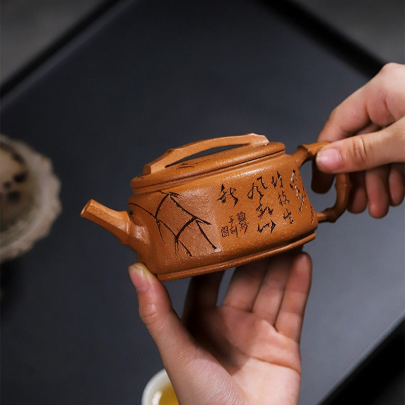 Full Handmade Yixing Zisha Teapot [Zhu Ying] (Jin Jiang Po Ni - 280ml)