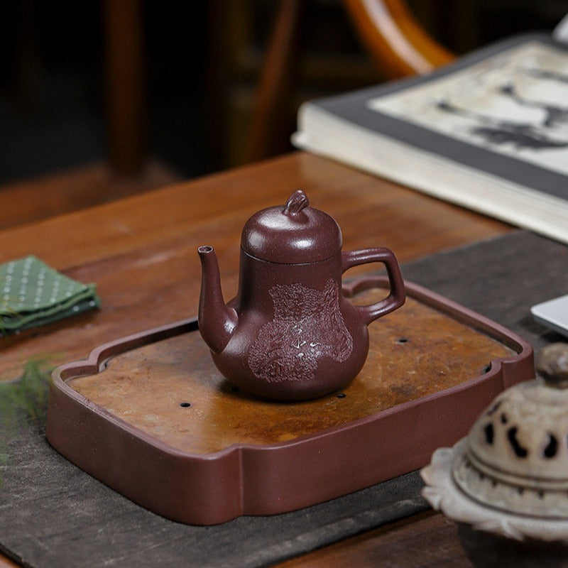 Full Handmade Yixing Zisha Teapot [Qing Feng Ming Yue] (Zi Ni - 170ml) - YIQIN TEA HOUSE | yiqinteahouse.com | <200ml, full handmade zisha teapot, teapot, teaware