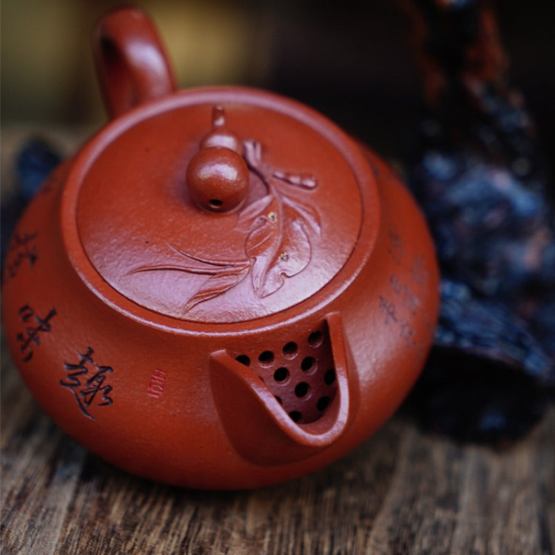 Full Handmade Yixing Zisha Teapot [Good Fortune & Prosperity Pot] (Zhu Ni - 200ml)