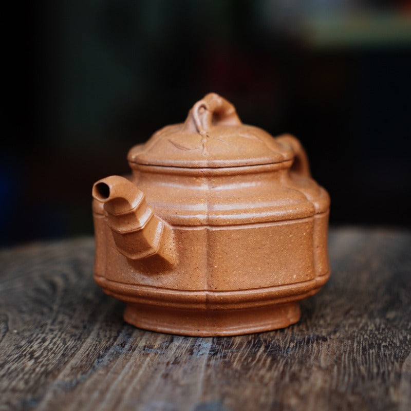 Full Handmade Yixing Zisha Teapot [Liufang Zhu Gu Pot] (Jiang Po Ni - 190ml)