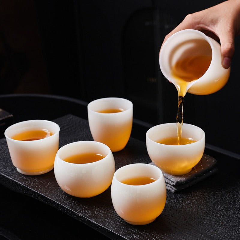 Tazza da tè Master in porcellana bianca giada di ghiaccio smaltata 80-110ml