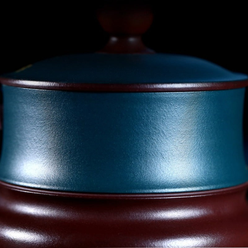 宜兴紫砂手工 [荷风] 盖杯 (绿泥/紫泥 - 420ml)