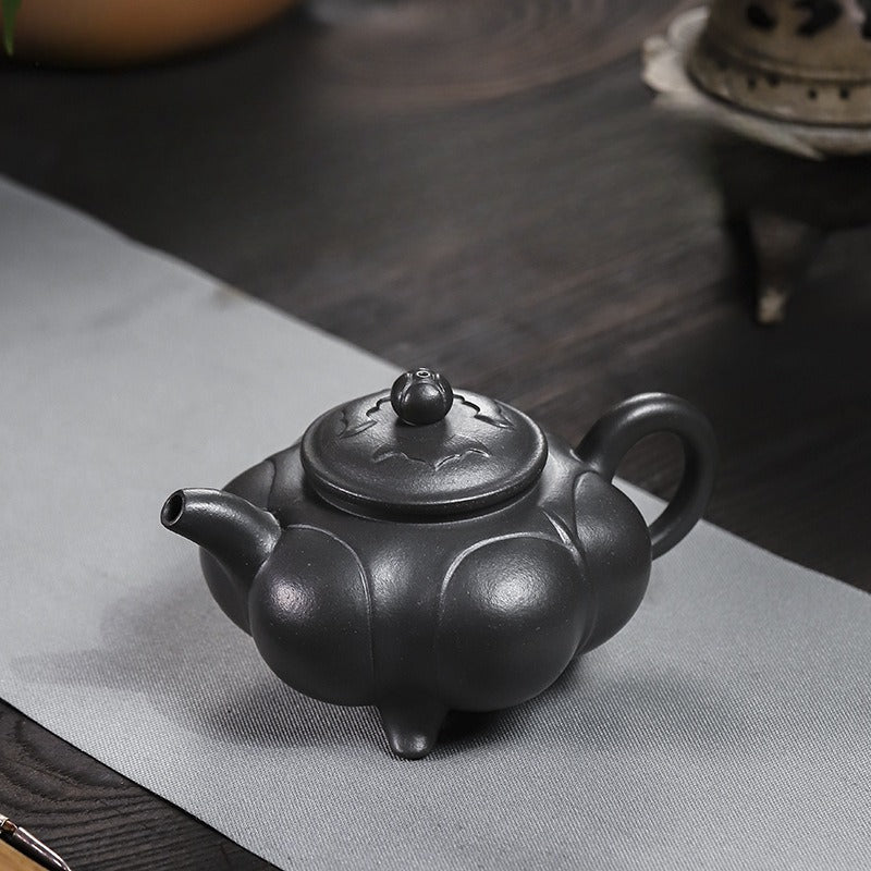 Full Handmade Yixing Zisha Teapot [Lianhua Ding] (Tian Qing Ni - 320ml)