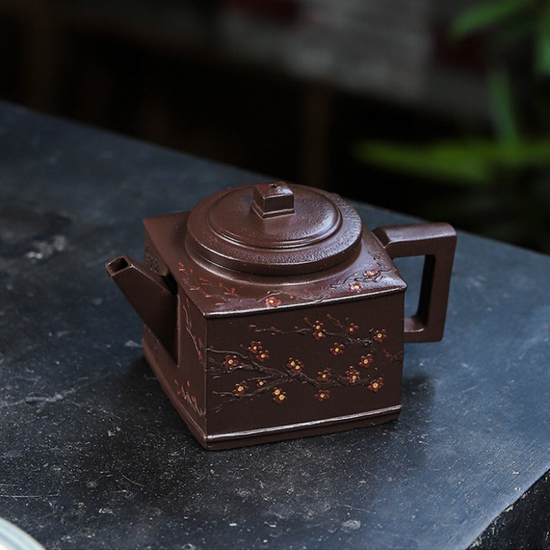 Full Handmade Yixing Zisha Teapot [Sifang Pin Xiang 四方品香] (Di Cao Qing - 350ml)