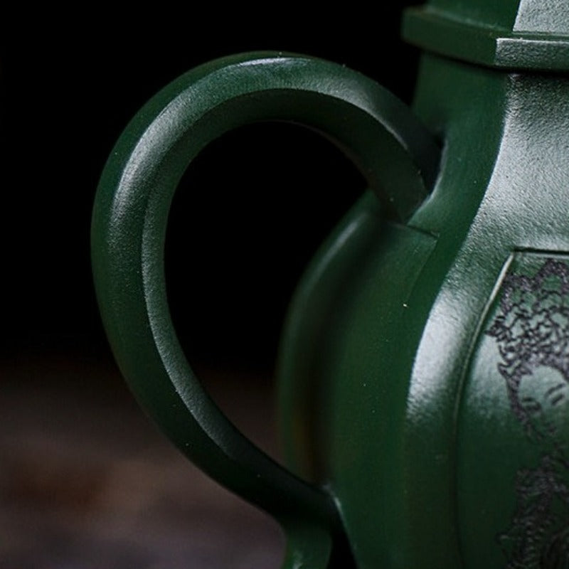 Théière Yixing Zisha entièrement faite à la main [Yitai Wan Qian] (Feicui Lu Ni - 300 ml)