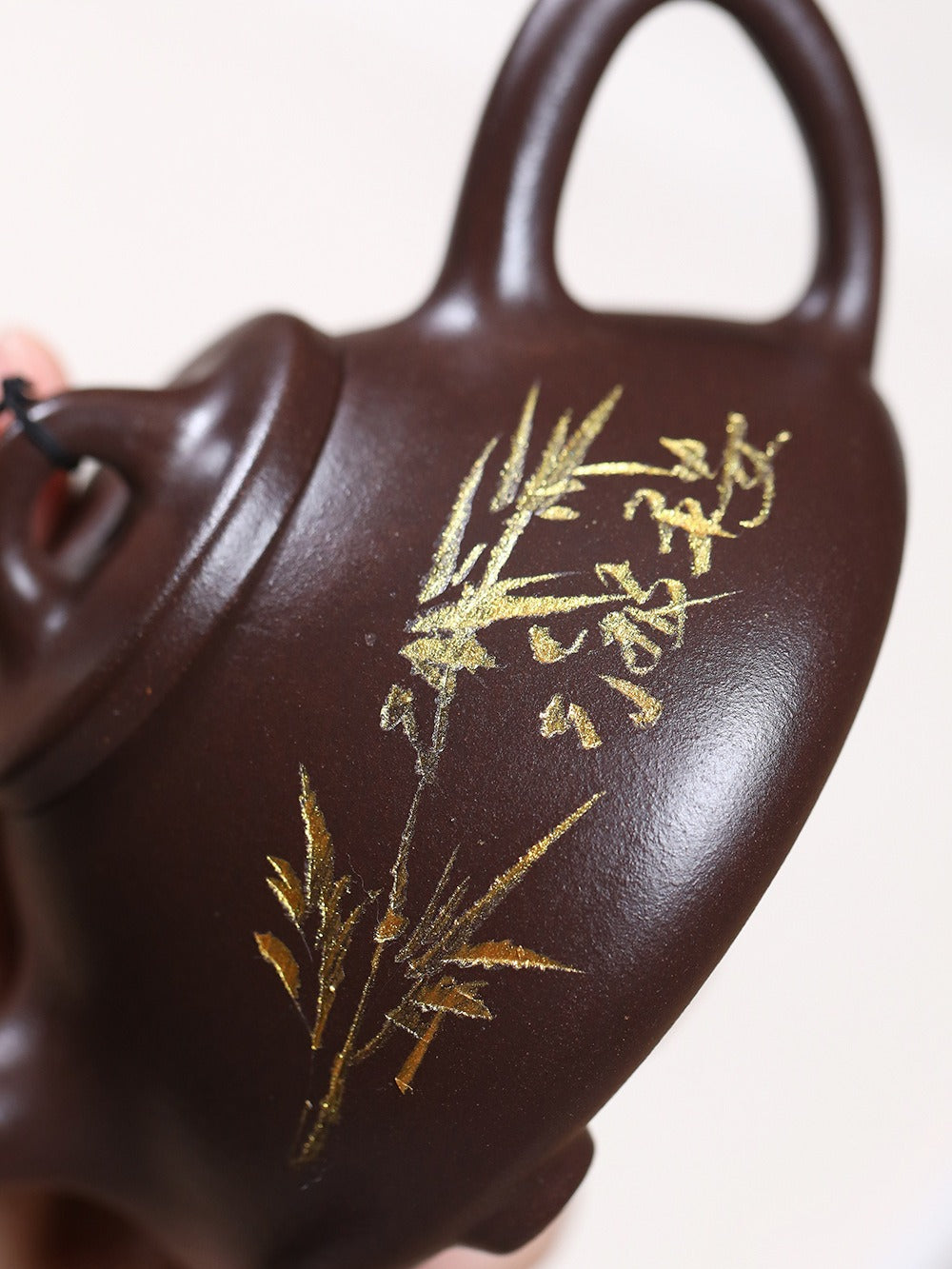 宜兴紫砂茶壶 [竹报平安石瓢] (紫泥 - 190ml)