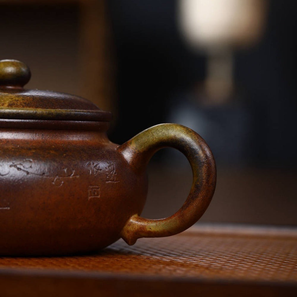 Full Handmade Yixing Zisha Teapot [Fanggu Pot] (Qing Duan Ni Firewood Fired - 230ml)