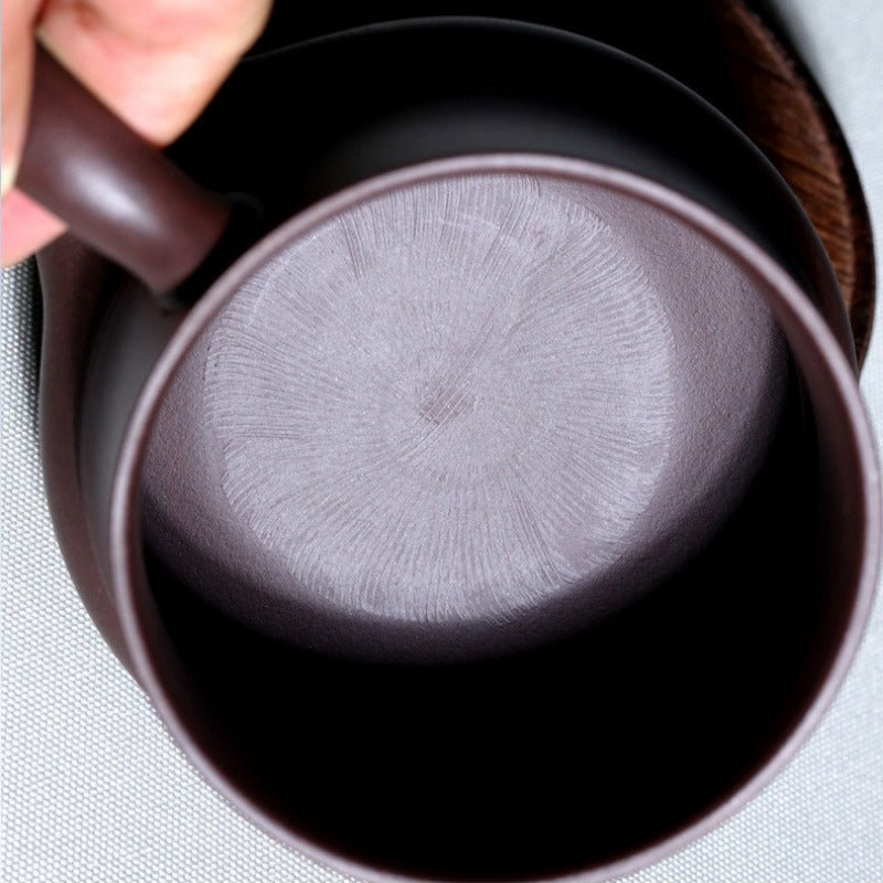 宜兴紫砂手工 [御龙] (带茶滤) 盖杯 (紫泥 - 410ml)