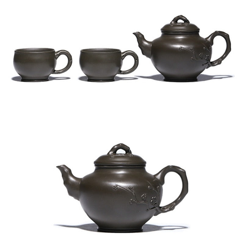 Full Handmade Yixing Zisha Teapot Set [Mei Bao Chun] (Feicui Qing Zi Ni - 320ml)