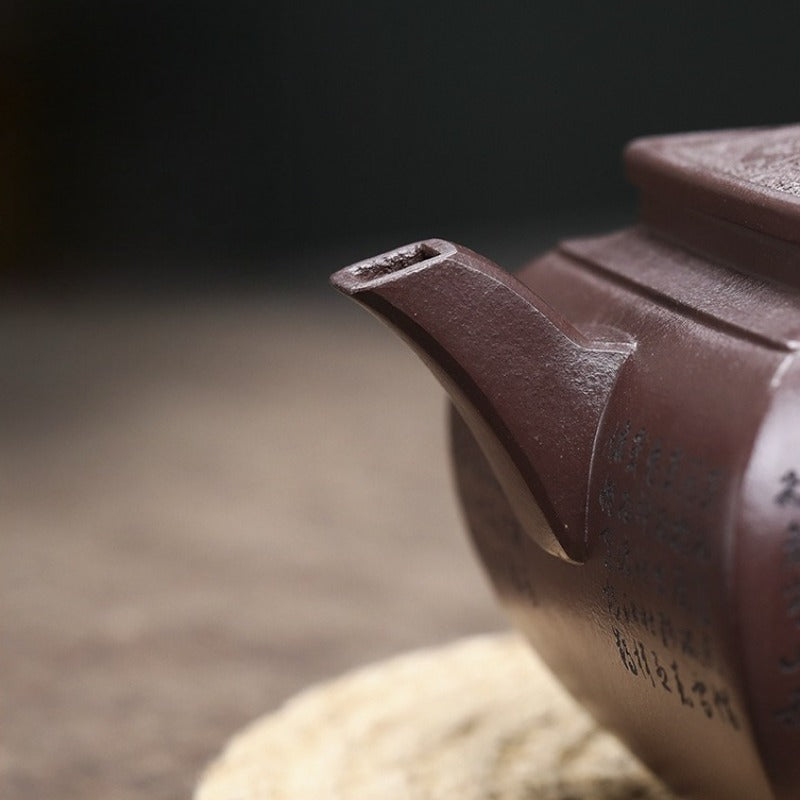 Théière Yixing Zisha entièrement faite à la main [Sifang Jun Zheng] (Tian Qing Zi Ni - 500 ml)