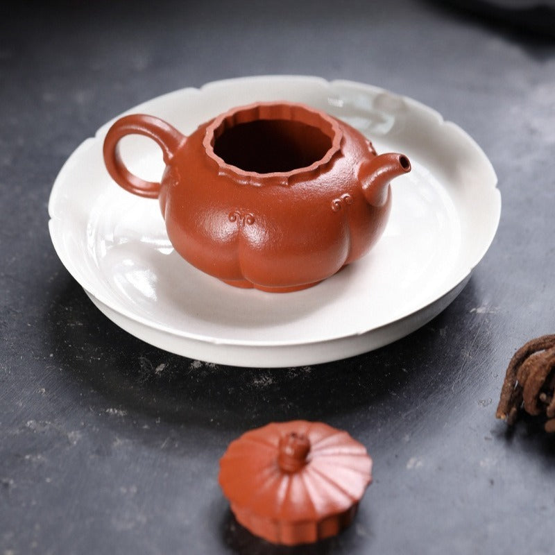 全手工宜兴紫砂茶壶 [锦绣西施] (朱砂朱泥 - 150ml)