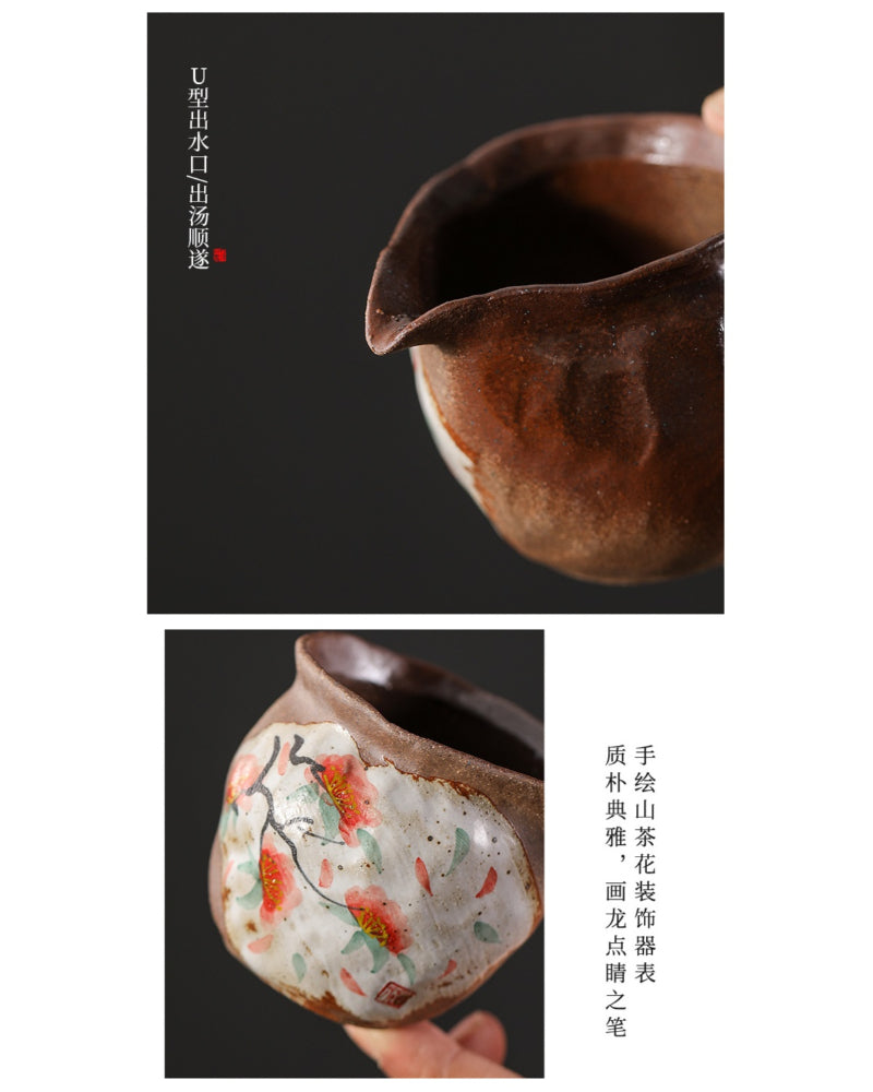 Firewood Fired Hand-painted Floral Ceramic Gaiwan / Fair Cup / Tea Cup - YIQIN TEA HOUSE | yiqinteahouse.com | ceramic teapot, fair cup, gaiwan, tea cup, teapot, teaware