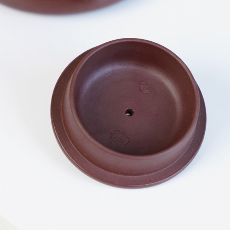 Full Handmade Yixing Zisha Teapot [Ping Gai Shi Piao Pot] (Zi Zhu Ni - 170ml)