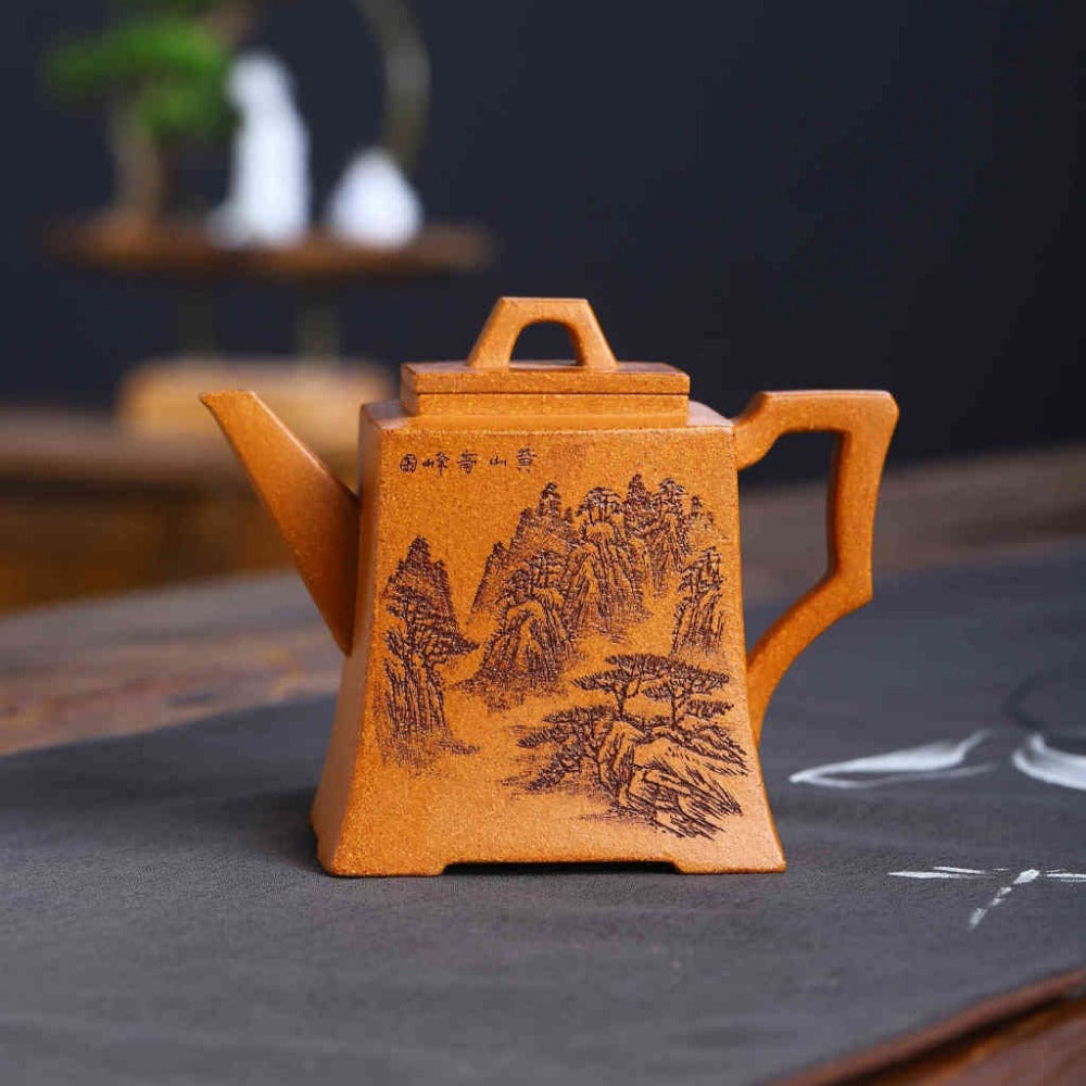 Full Handmade Yixing Zisha Teapot [Fang Zhong Pot 方钟壶] (Wucai Lao Duan Ni - 350ml)