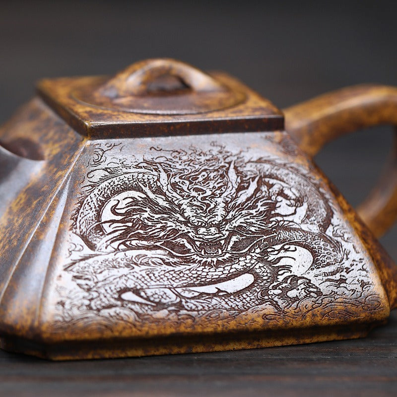 Yixing Zisha Teapot [Sifang Chou Jiao] (Longgu Jin Sha - 320ml)