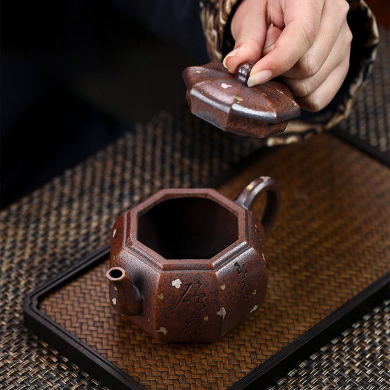 Full Handmade Yixing Zisha Teapot [Octagon Pear] (Firewood Fired Duan Ni - 250ml) - YIQIN TEA HOUSE | yiqinteahouse.com | 200-300ml, full handmade zisha teapot, teapot, teaware