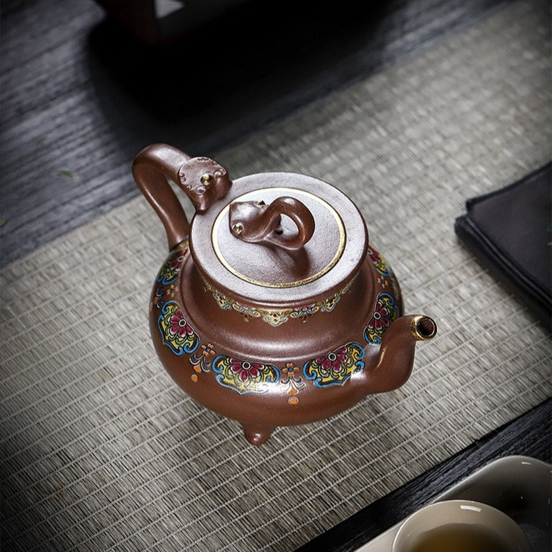 Tetera Yixing Zisha hecha a mano [Sanzu Fan Hua] (Jinsha Zi Ni - 350ml)