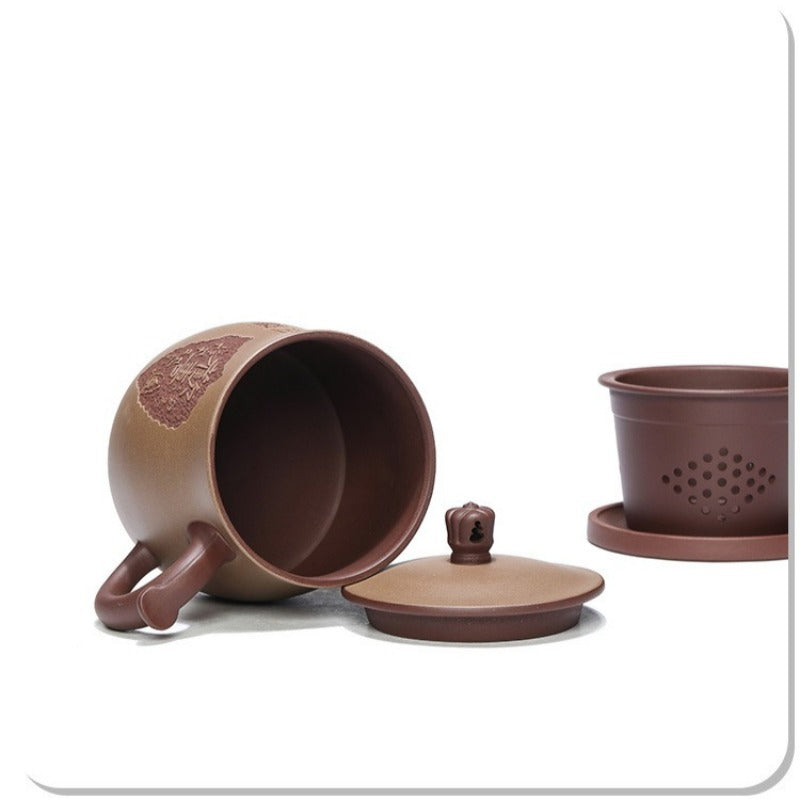 Yixing Zisha Tasse à thé avec filtre [Joy] (Zi Ni / Duan Ni - 460 ml)