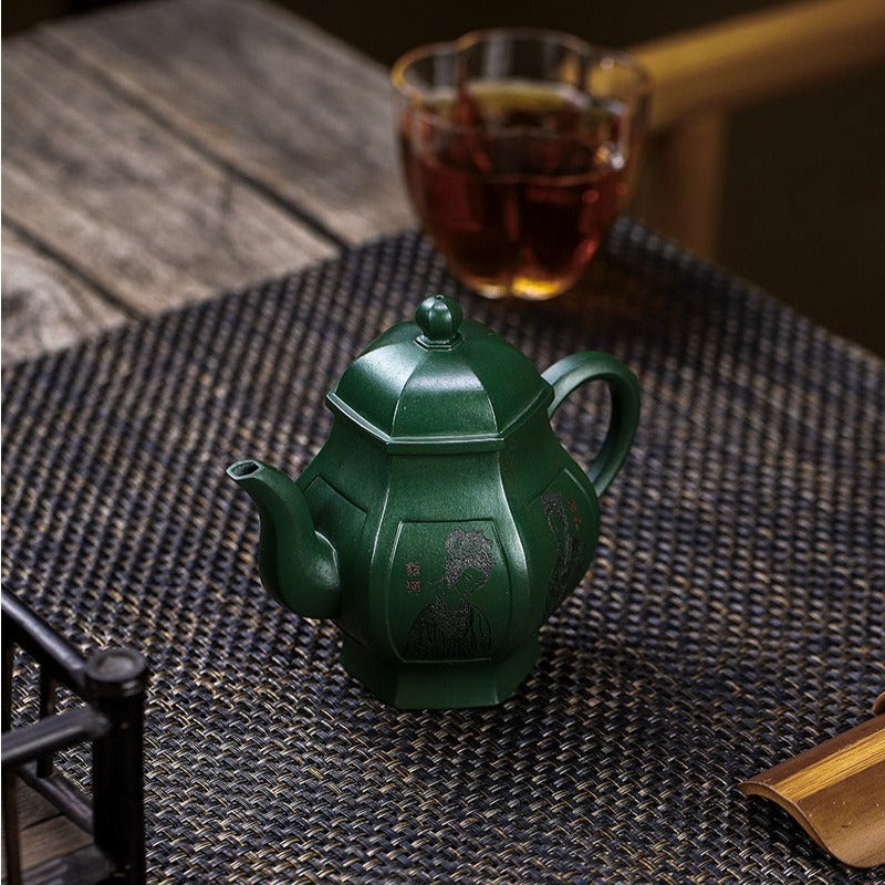 Théière Yixing Zisha entièrement faite à la main [Yitai Wan Qian] (Feicui Lu Ni - 300 ml)