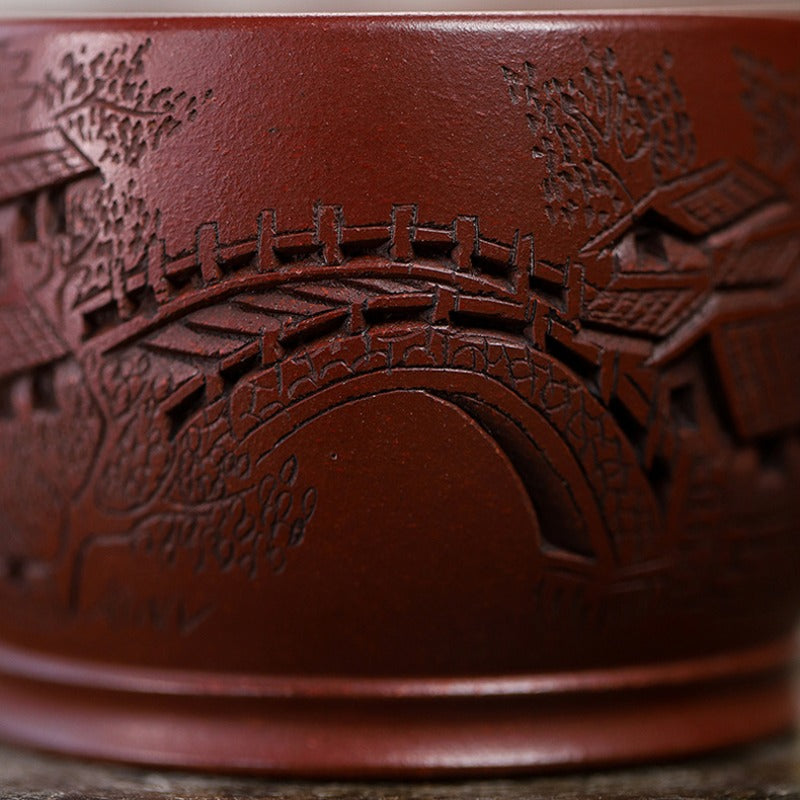 Handmade Yixing Zisha Master Tea Cup [Jiangnan River Town]  (Zi Ni - 170ml)