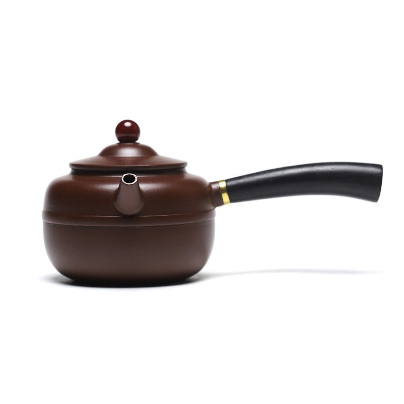 宜兴紫砂茶壶【唐羽鼓】（紫朱泥/大红袍 - 240ml）