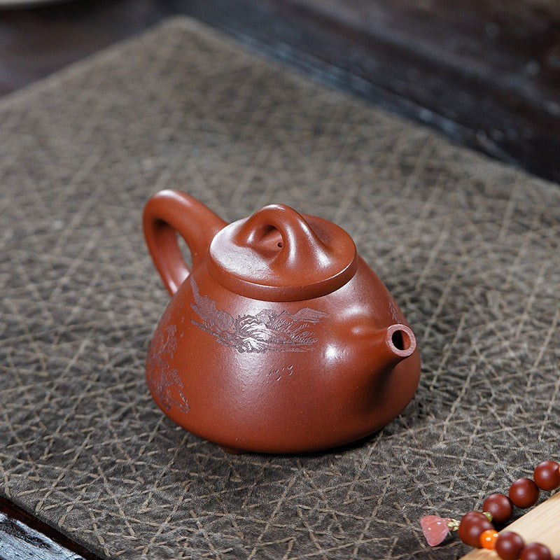 全手工宜兴紫砂茶壶【霸王石瓢】（清水泥 - 240ml）