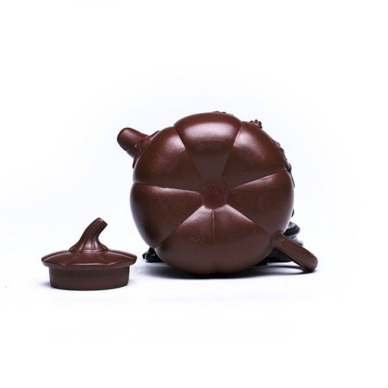 Full Handmade Yixing Zisha Teapot [Pumpkin] (Zi Ni - 380ml)