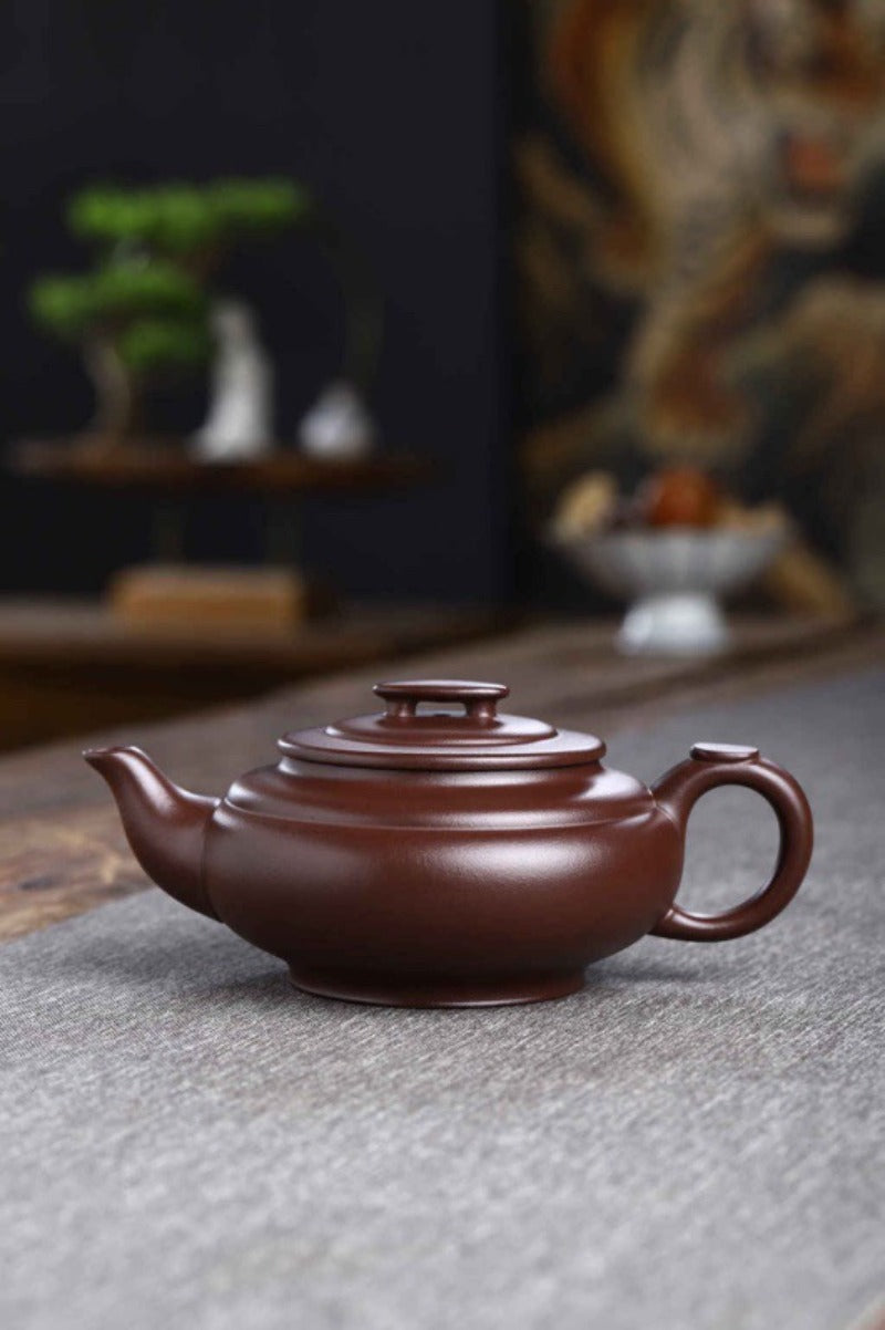 Vollständig handgefertigte Yixing-Zisha-Teekanne [Shang Xin Qiao Pot] (Shi Hong - 370 ml)