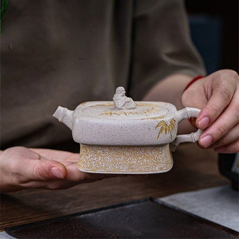 Théière Yixing Zisha entièrement faite à la main [Enjoy] (Bai Duan Ni - 280 ml)