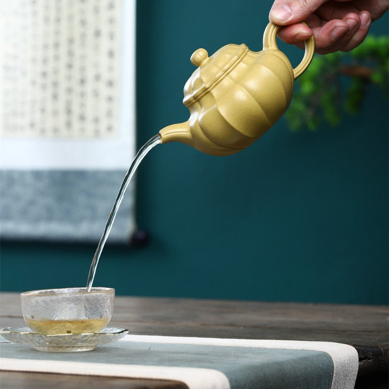 Yixing Zisha Teapot [Jin Wen Fanggu 筋纹仿古] (Huangjin Duan Ni - 260ml)