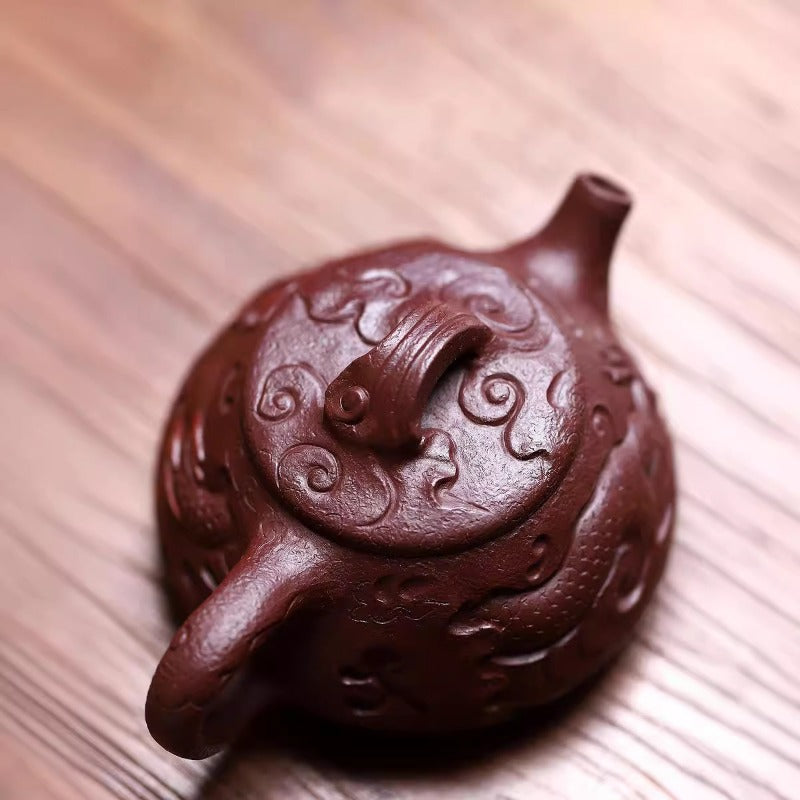 Yixing Zisha Teapot [Dragon Gong Chun Shi Piao] (Zi Ni Firewood Firing - 150ml) - YIQIN TEA HOUSE | yiqinteahouse.com | <200ml, teapot, teaware, zisha teapot