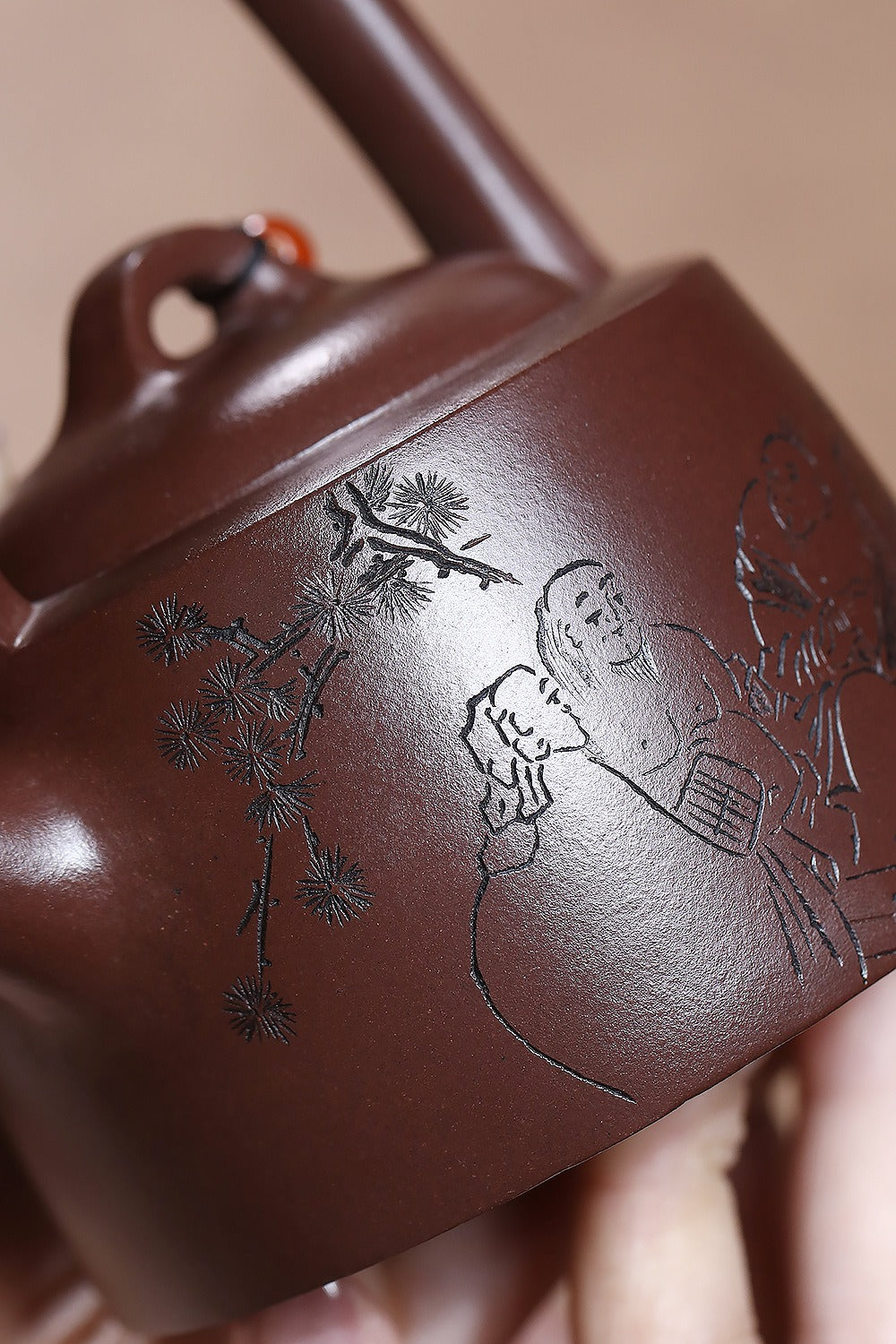 宜兴紫砂茶壶 [曼生提梁] (紫泥 - 270ml)