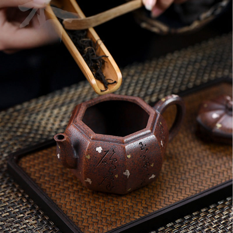 Full Handmade Yixing Zisha Teapot [Octagon Pear] (Firewood Fired Duan Ni - 250ml) - YIQIN TEA HOUSE | yiqinteahouse.com | 200-300ml, full handmade zisha teapot, teapot, teaware