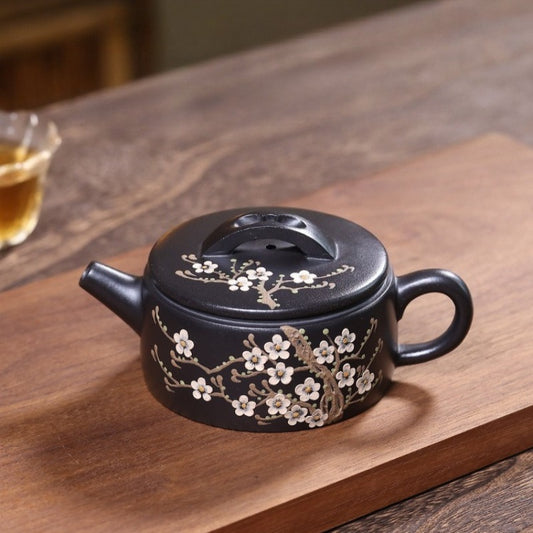 宜兴紫砂茶壶【梅香汉瓦】（石黄 - 150ml）
