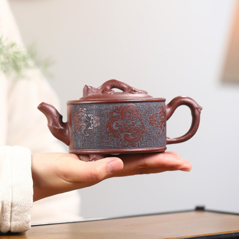 Yixing Zisha Teapot [Yu Hai You Long 玉海游龙] (Di Cao Qing - 280ml)