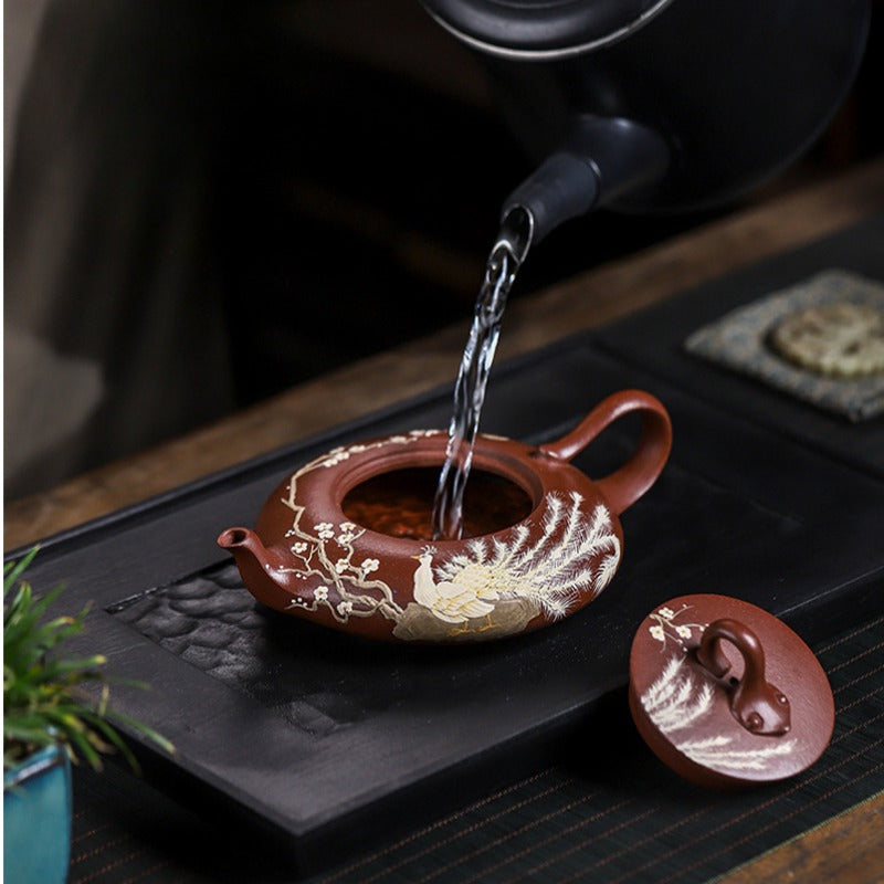 Full Handmade Yixing Zisha Teapot [Beautiful Feather] (Zi Ni - 230ml) - YIQIN TEA HOUSE | yiqinteahouse.com | 200-300ml, full handmade zisha teapot, teapot, teaware