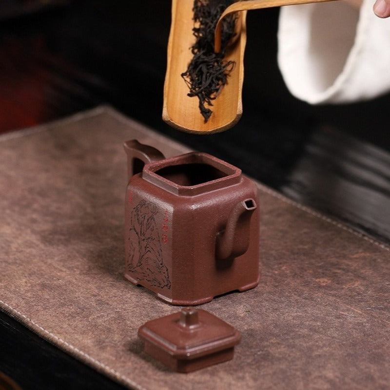 Tetera Yixing Zisha completamente hecha a mano [Zui Huanghun] (Di Cao Qing - 150 ml)