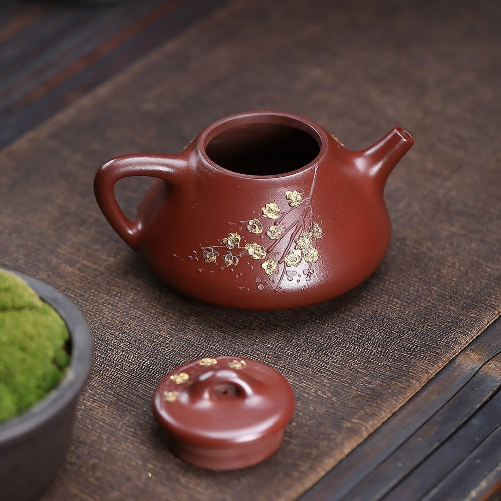 宜兴紫砂茶壶 [梅花子冶石瓢] (红皮龙 - 270ml)