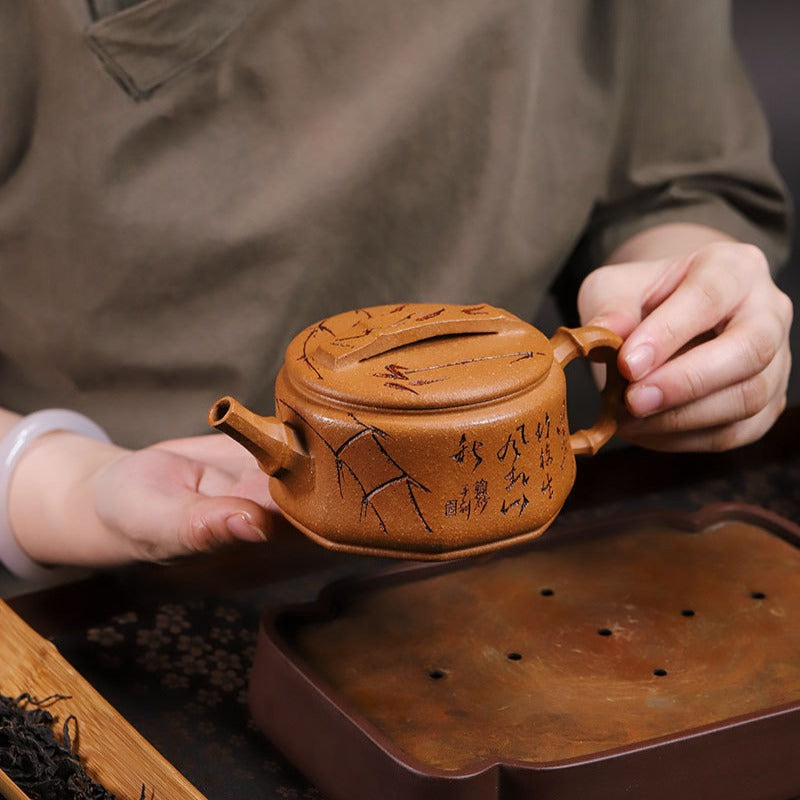 Full Handmade Yixing Zisha Teapot [Zhu Ying] (Jin Jiang Po Ni - 280ml)