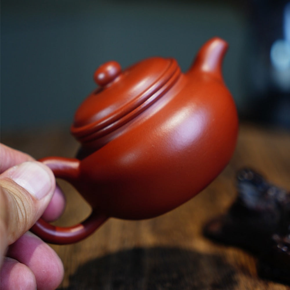 Tetera Yixing Zisha completamente hecha a mano [Olla Fanggu] (Dahongpao - 100 ml)