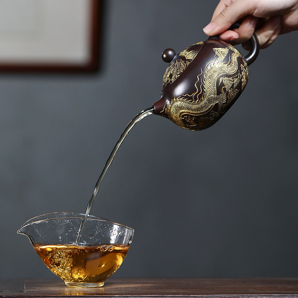 Théière Yixing Zisha [Dragon doré Xishi] (Gu Hong Ni - 300 ml)