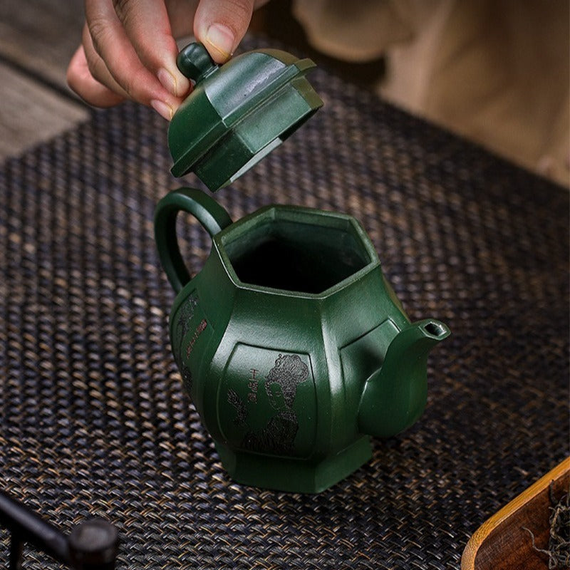 Théière Yixing Zisha entièrement faite à la main [Yitai Wan Qian] (Feicui Lu Ni - 300 ml)