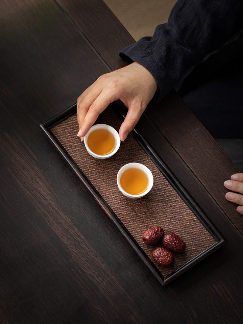 Sandalwood Bamboo Rattan Tea Tray - YIQIN TEA HOUSE | yiqinteahouse.com | tea tray, teaware